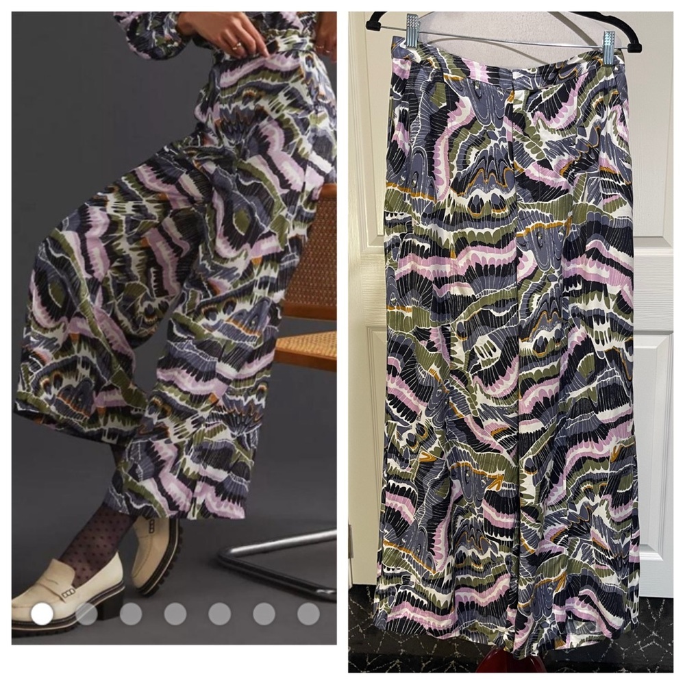 Anthropologie Abstract Trouser Wide Leg Flowy Resort-Wear - Picture 1 of 8